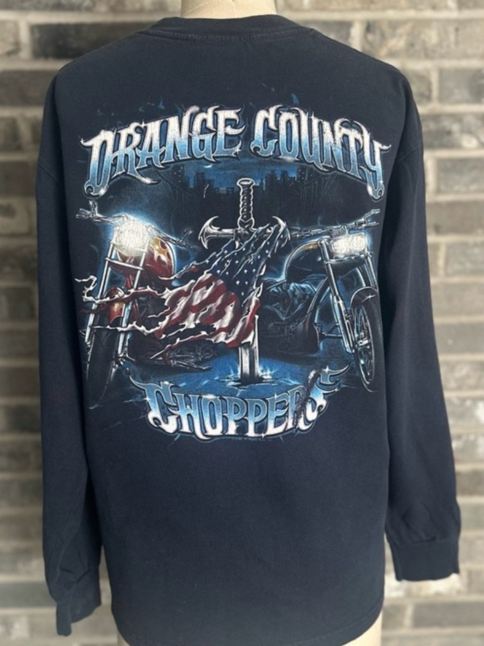 Orange County Choppers OCC Long Sleeve Graphic Tee Y2K Biker Shirt Size M